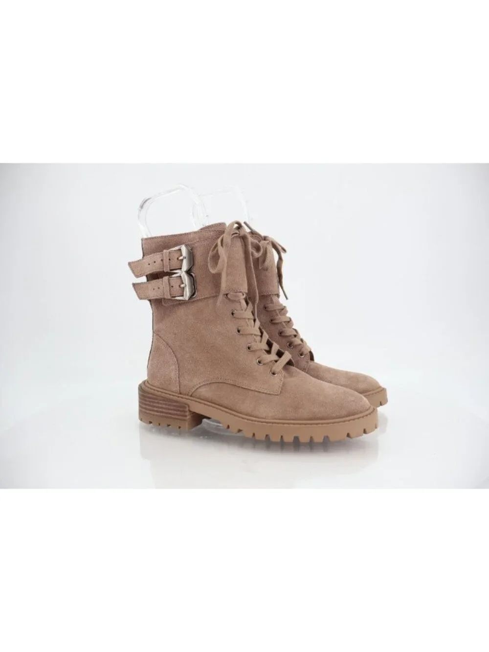 Vince Camuto Fawdry Combat Boot 5M Brown Tan Suede Leather Block Heel